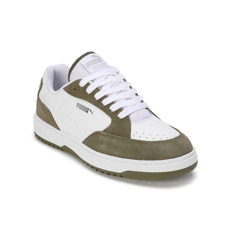 Puma Doublecourt Soft Vtg Womens White & Green Sneakers (UK 5)