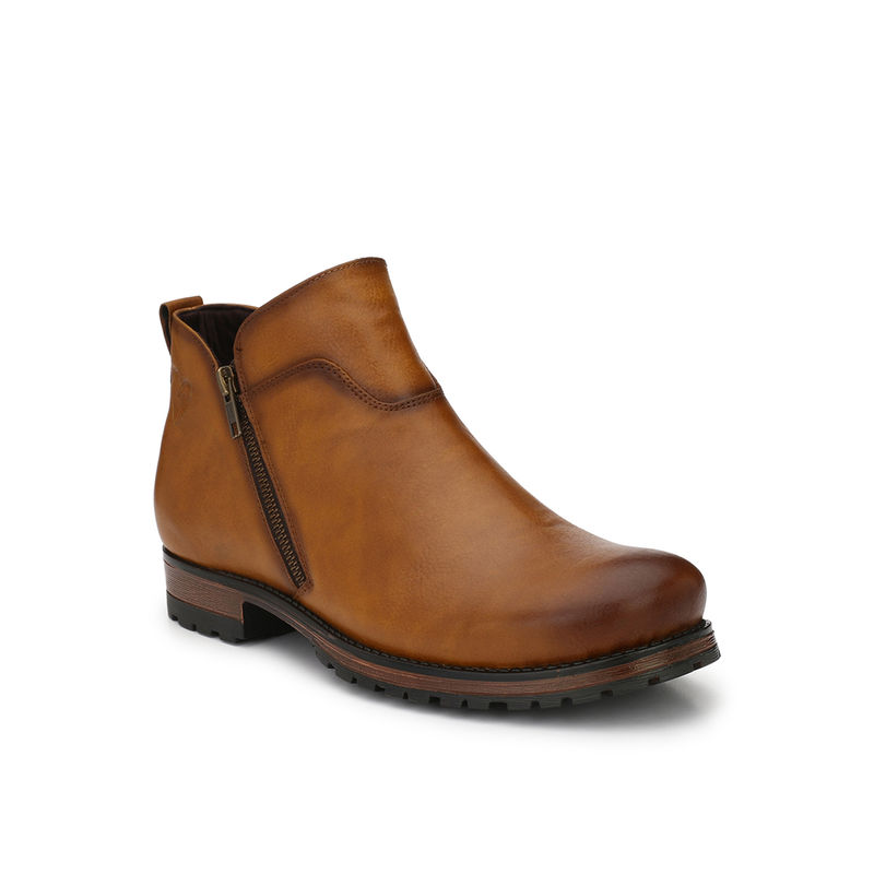 Delize Solid Tan Lace-Up Chelsea Boots (UK 10)