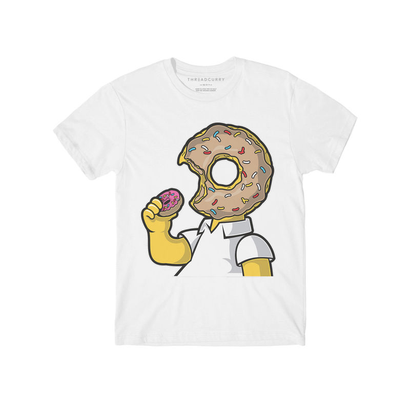 THREADCURRY Mmmm.. Donut Creative Graphic Printed T-Shirt for Men (S)