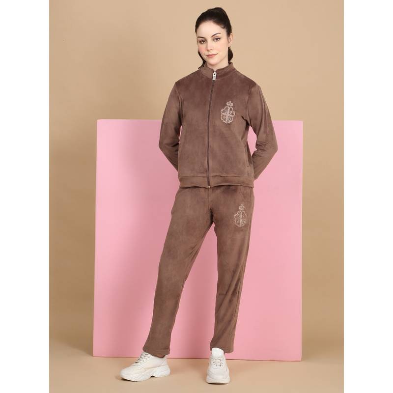 Sweet Dreams Women Brown Solid Track Suit (Set of 2) (3XL)
