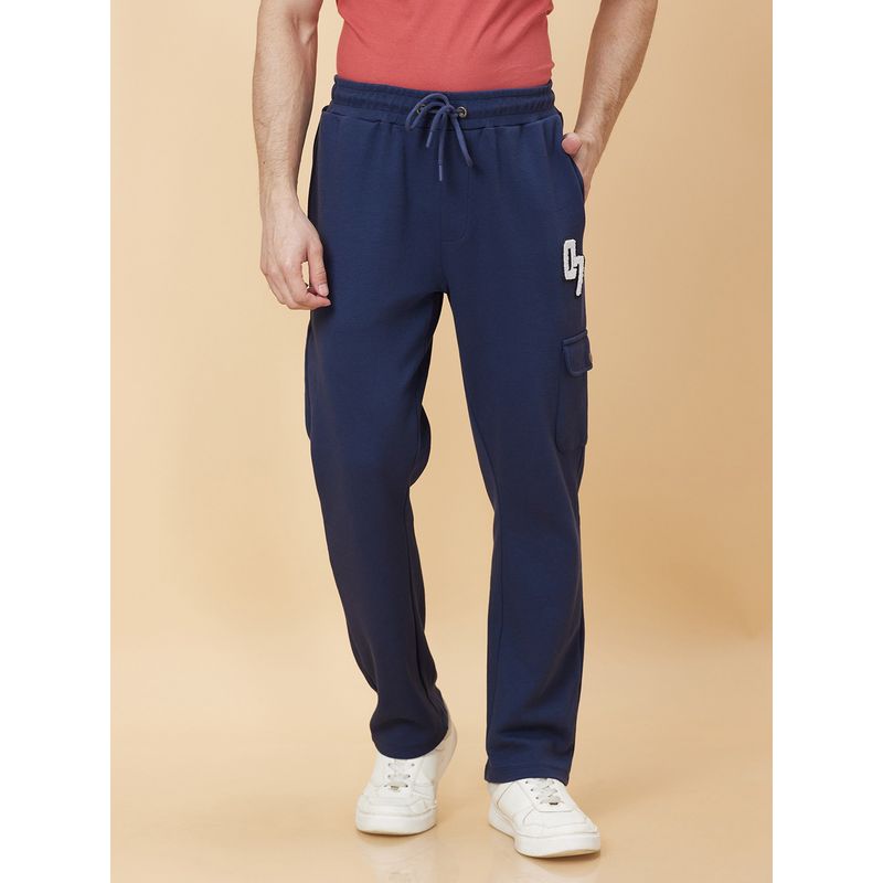 Being Human Men Blue Pure Cotton Solid Tapered Track Pant (38)