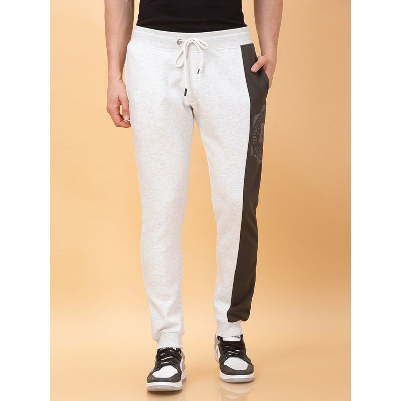 Being Human Men Beige Cotton Blend Colorblock Tapered Track Pant (40)