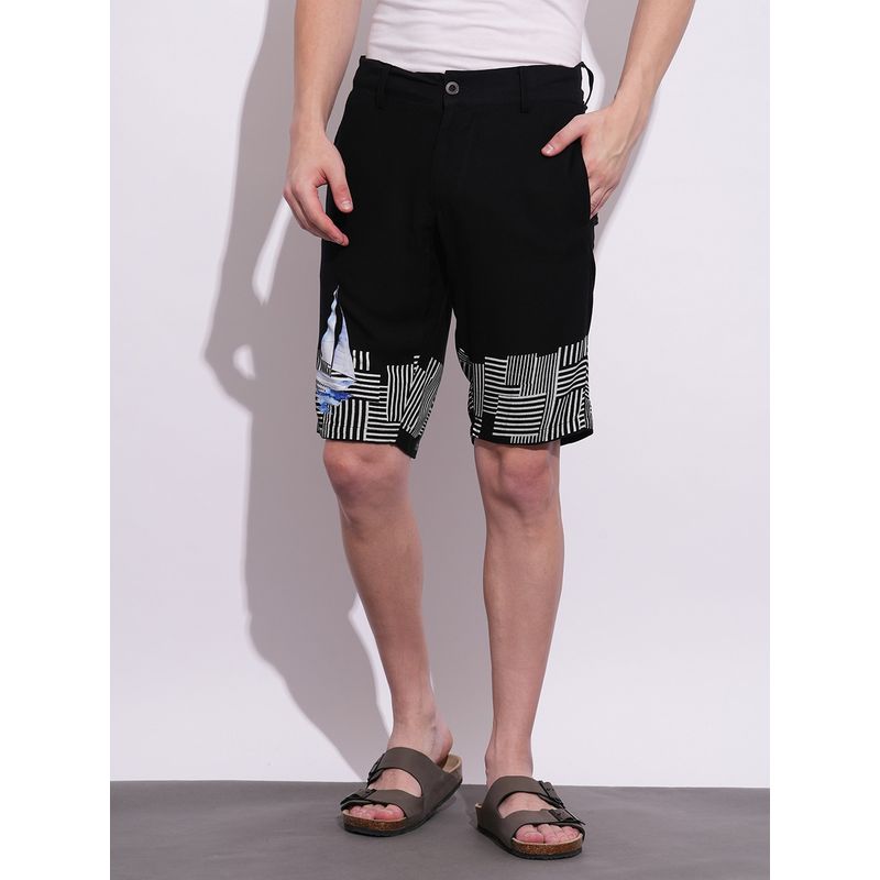Being Human Men's Black Rayon Regular Fit Shorts (32)