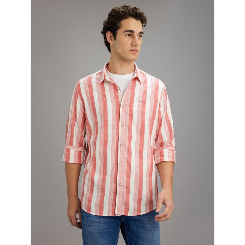 Pepe Jeans Men Red Striped Shirt (S)