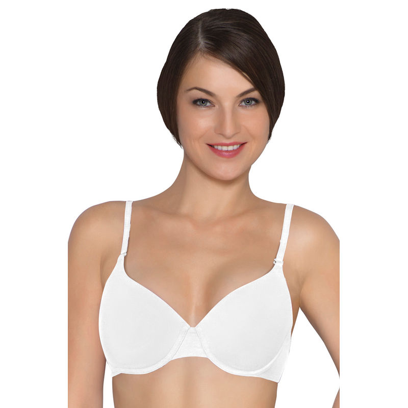 Buy Amante Padded Wired TShirt Bra With Detachable Straps White (40D