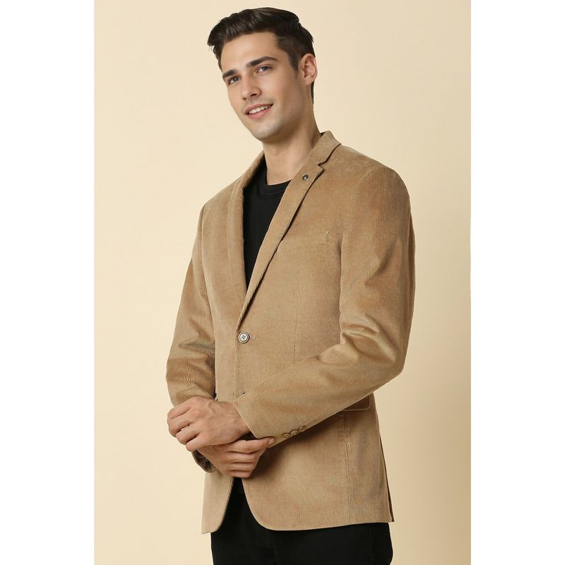 Allen Solly Men Brown Slim Fit Textured Casual Blazer (42)