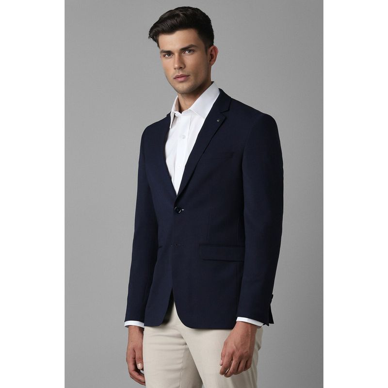 Louis Philippe Men Navy Slim Fit Solid Formal Blazer (38)