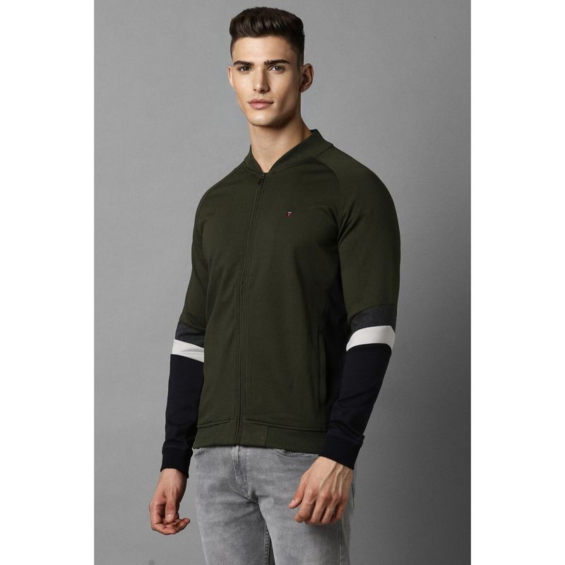 Louis Philippe Men Casual Green Bomber Jacket (XL)