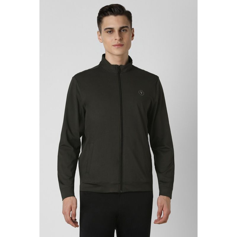 Van Heusen Men Black Solid Casual Bomber Jacket (L)