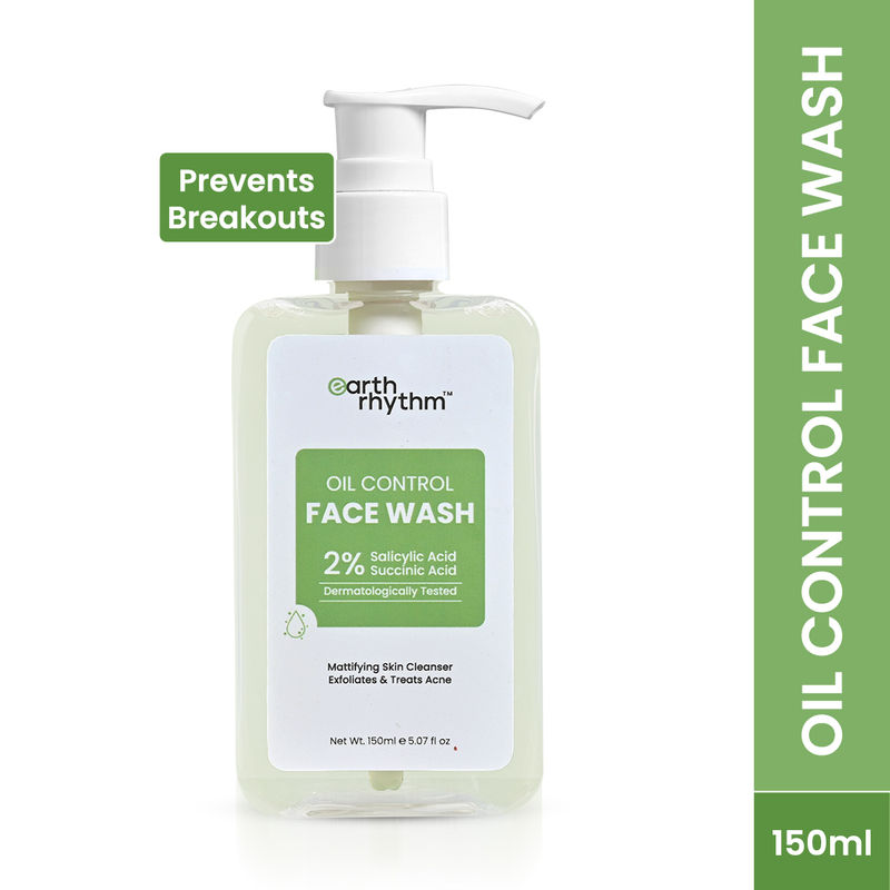 Earth Rhythm Oil Control Face Wash, Fights Acne, Prevents Breakouts and Mattifies