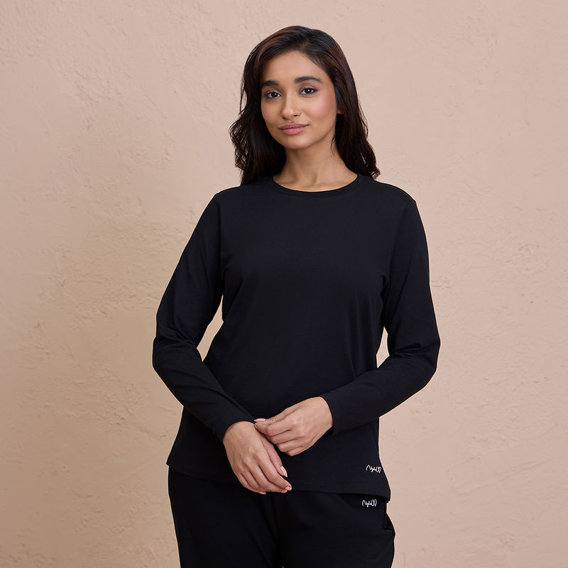 Nykd By Nykaa Essential Long Sleeve Tee-NYS807-Black (M)