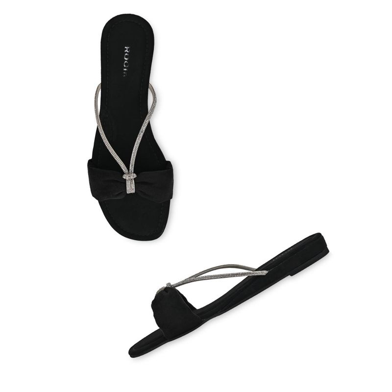 ROCIA By Regal Black Women Diamante Strap Flats (EURO 36)