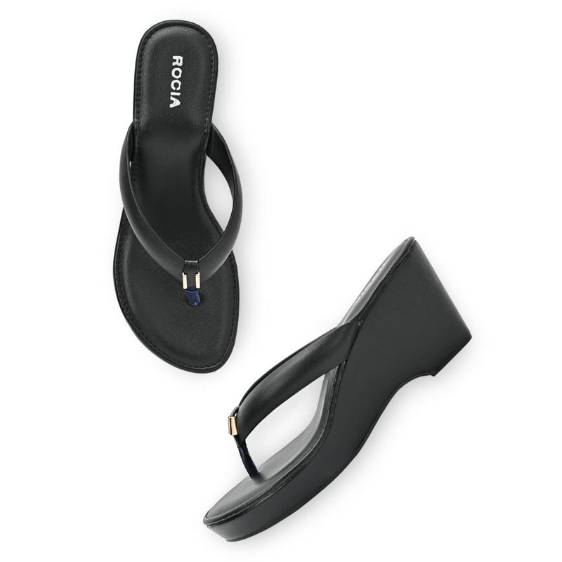 ROCIA By Regal Black Women Casual High Wedges (EURO 36)