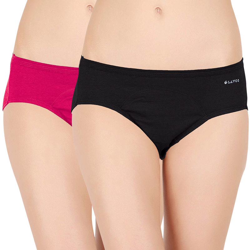 Lavos Bamboo Cotton Fresh Pink/Black No Stain Periods Panty (M)