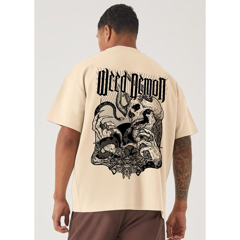 PRONK Weed Demon Men Oversized Printed T-Shirt (XL)