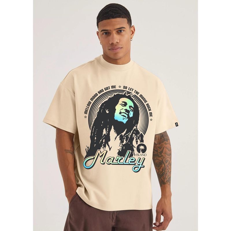 PRONK Bob Marley Men Oversized Printed T-Shirt (XS)