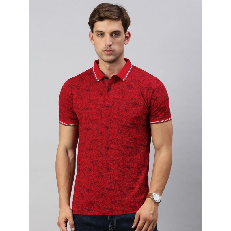 Classic Polo Men's Half Sleeve Red/Black Polo Neck Cotton Slim Fit T-Shirt (XL)