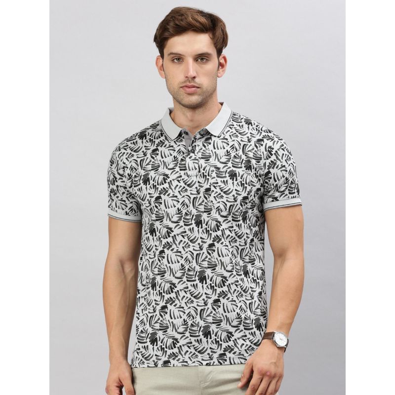 Classic Polo Men's Half Sleeve Grey/Black Polo Neck Cotton Slim Fit T-Shirt (M)