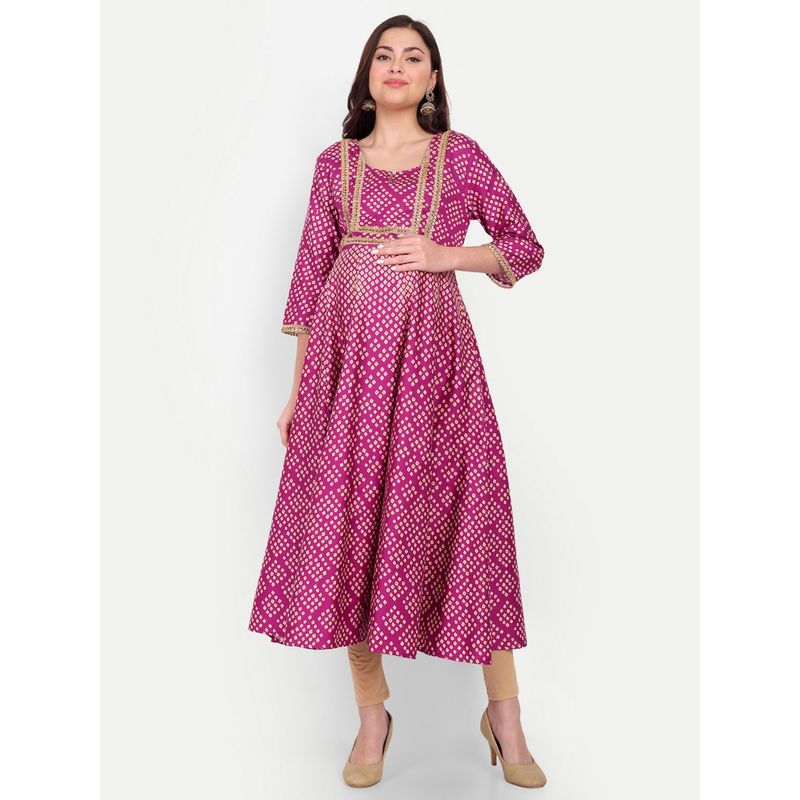 Aaruvi Ruchi Verma Bandhej Print Maternity Kurta: Buy Aaruvi Ruchi Verma Bandhej Print Maternity