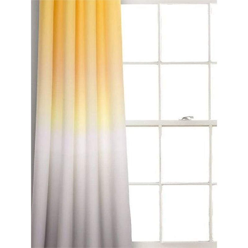 Urban Space Digital Blackout Curtains for Door 2 Piece - Waterfall Yellow (Pack of 2) (7x4 feet)