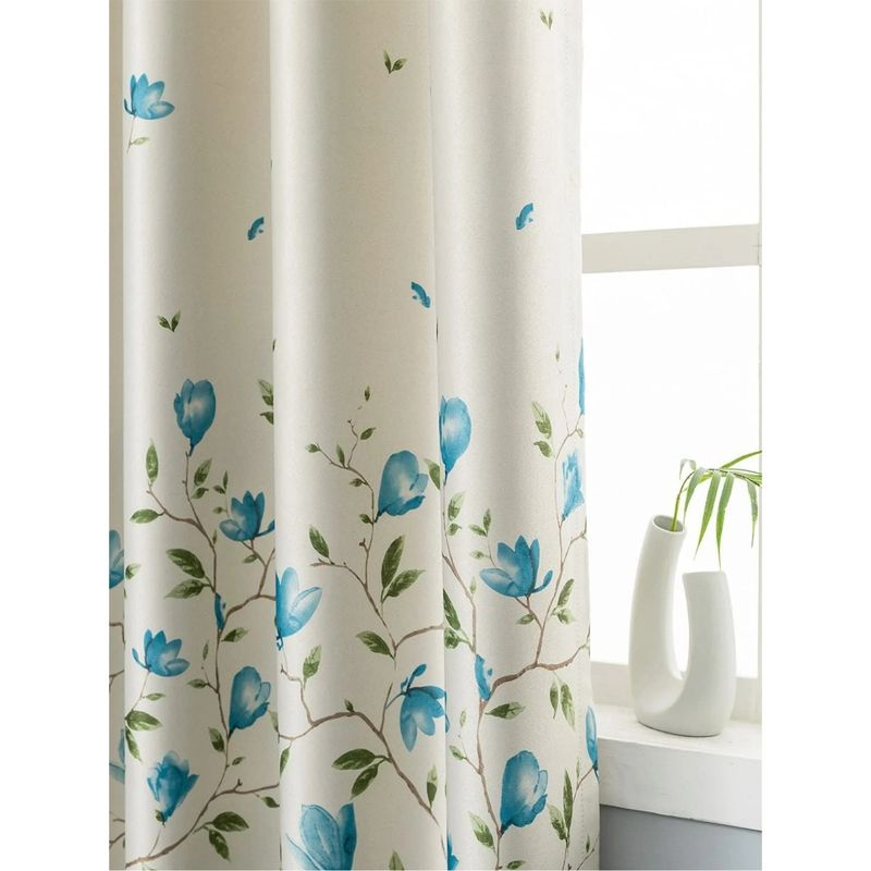 Urban Space Digital Blackout Curtains for Door 2 Piece - Carnation Blue (Pack of 2) (7x4 feet)
