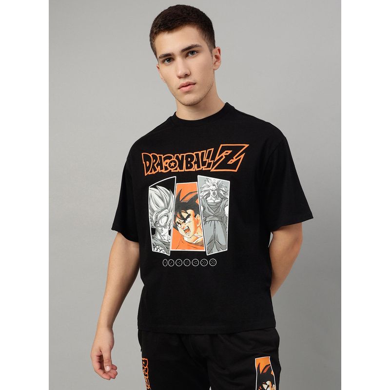 Free Authority Dragon Ball Z Graphic Loose Fit Black Cotton Men T-Shirt (M)