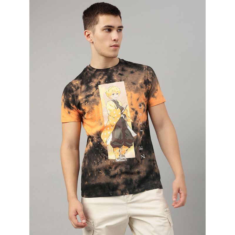 Free Authority Demon Slayer Printed Regular Fit Multicolor Cotton Men T-Shirt (XL)