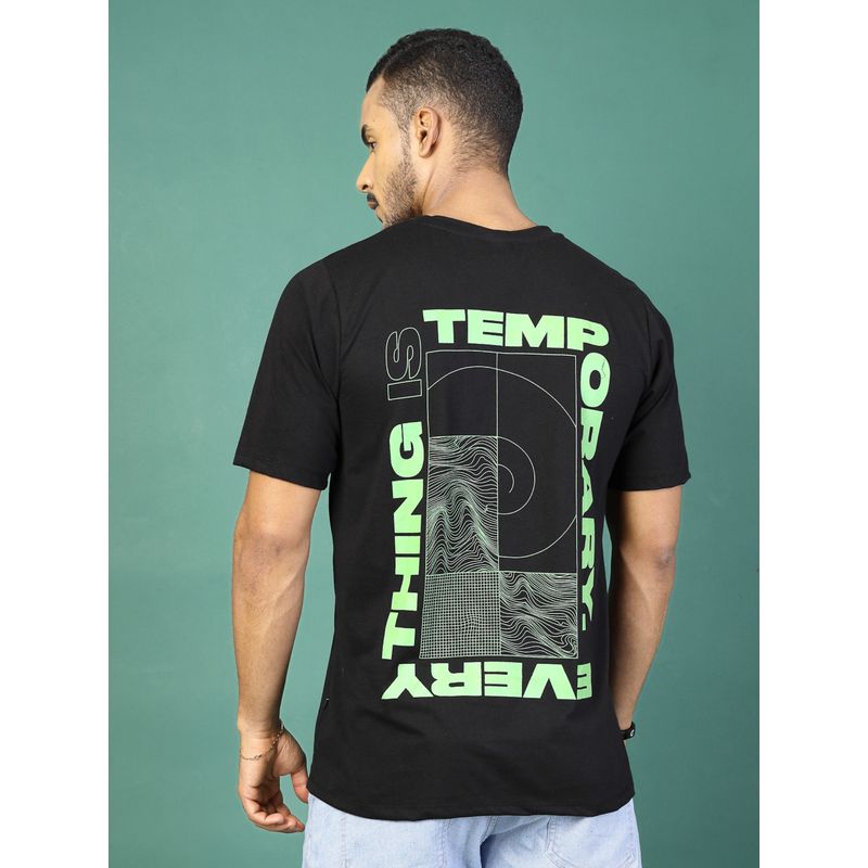 RIGO Men Black Printed Jersey Oversized T-Shirt (XL)