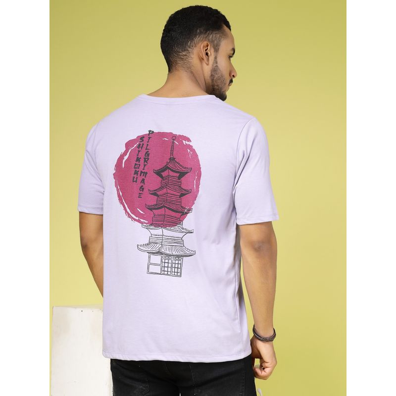 RIGO Men Lavender Jersey Oversized Printed T-Shirt (2XL)