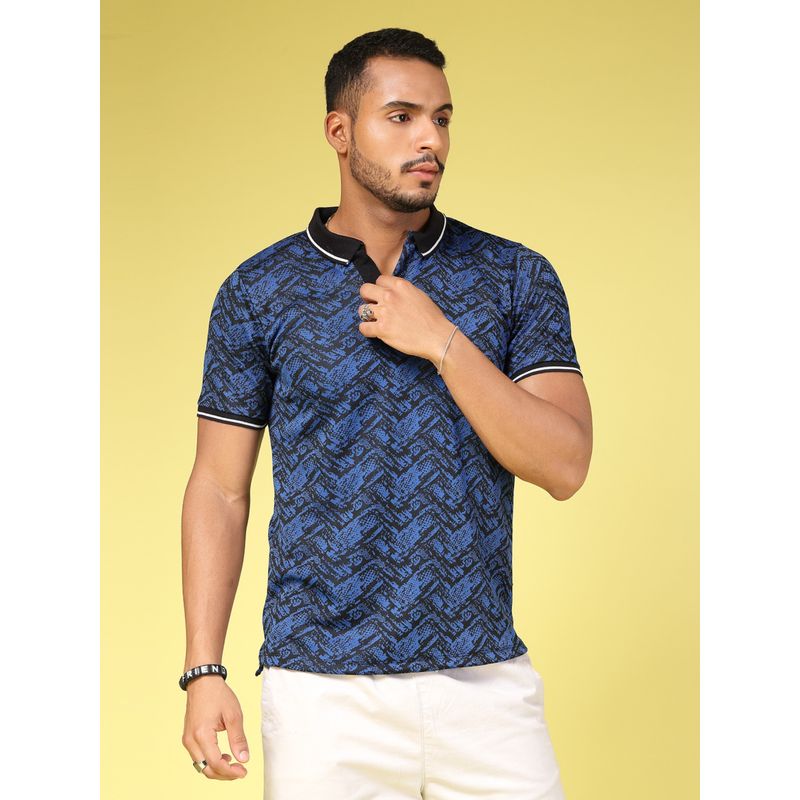 RIGO Men Navy Blue Half Sleeves T-Shirt (S)