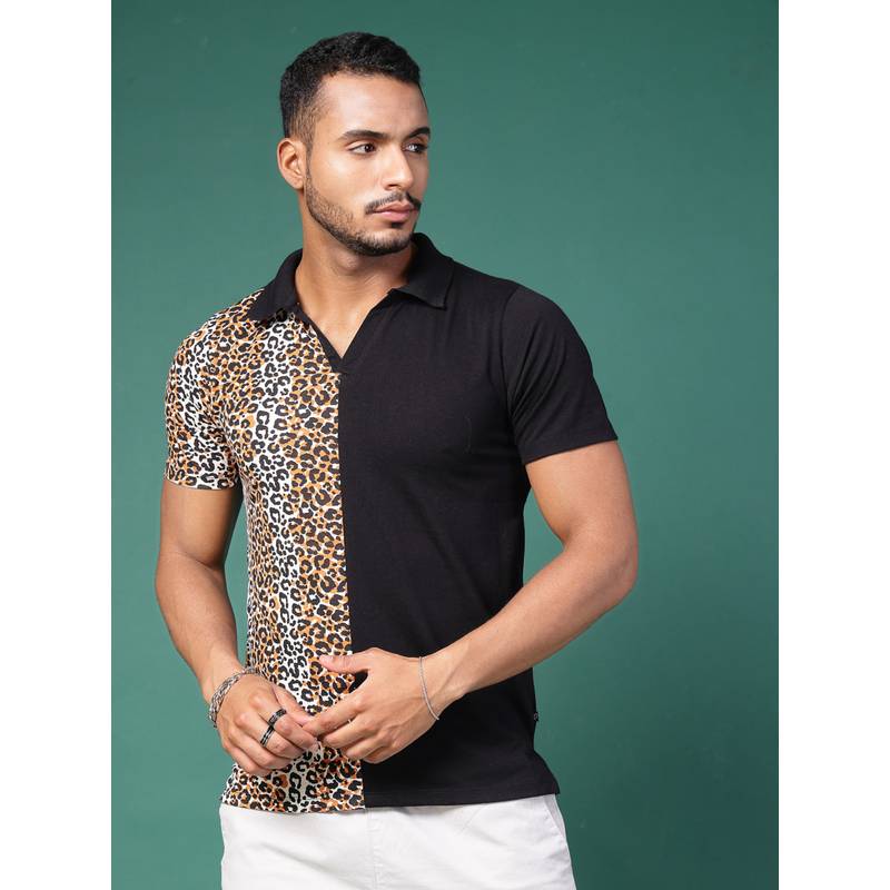 RIGO Men Black Animal Printed T-Shirt (XL)