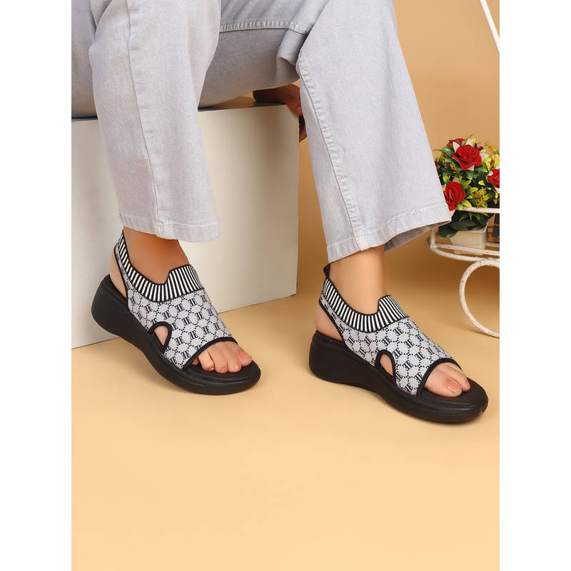 ELLE Women Black Wedge Heels (EURO 37)