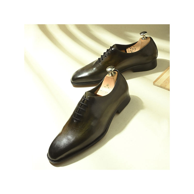Mille Dollari Men Black Hand-Finished Genuine Leather Oxfords (UK 12)