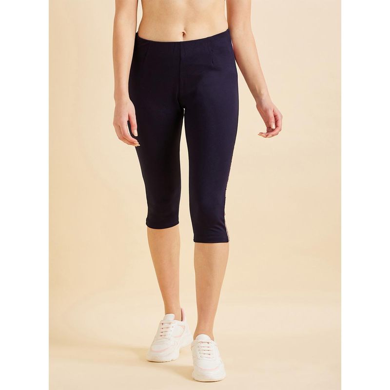Sweet Dreams Women Navy Blue Solid Capri Tights (M)