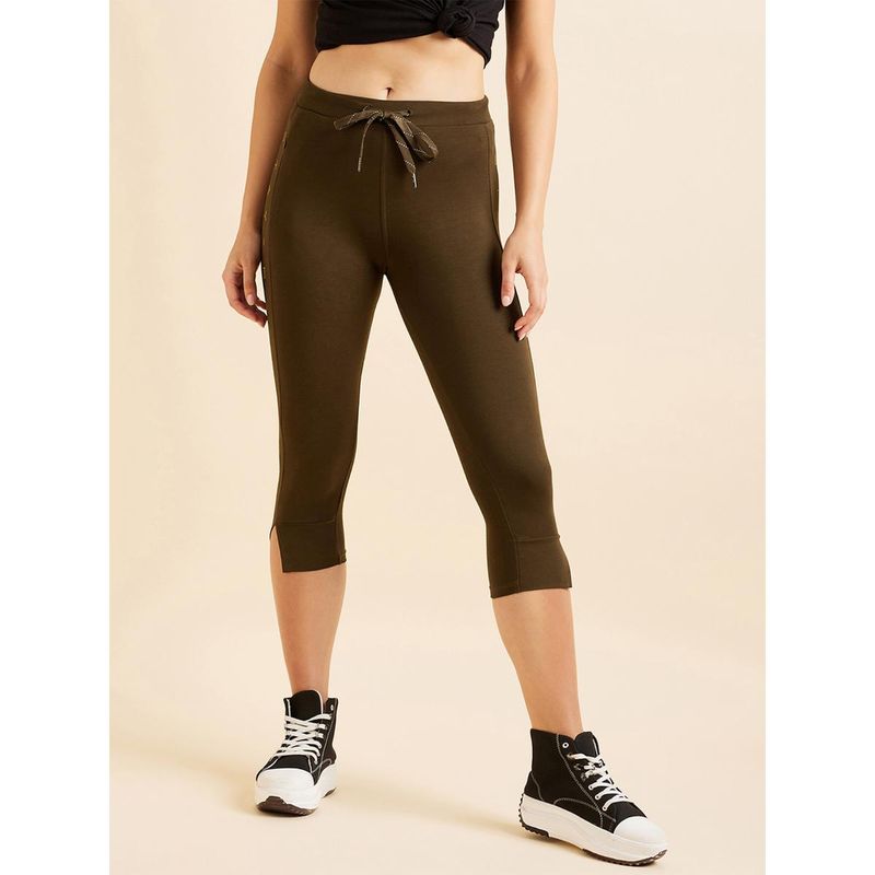 Sweet Dreams Women Olive Solid Capri Tights (M)