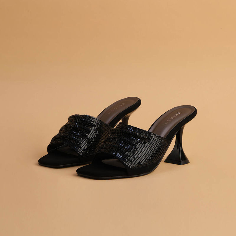 Eridani Womens Flur Embellished Black Heels (EURO 40)