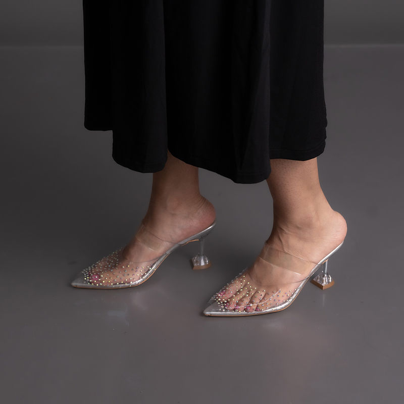 embellished peep toe heels