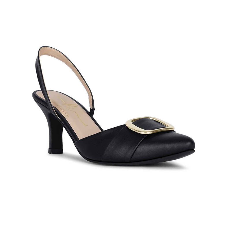 London Rag Women Slingback Pointed Toe Stilettos Heels - Black (EURO 37)
