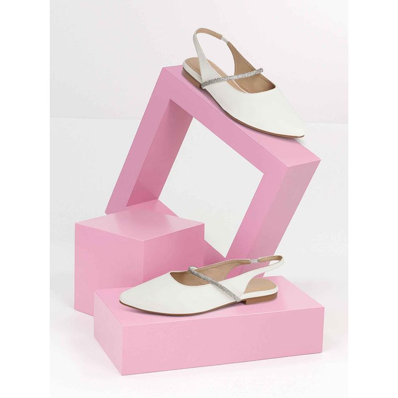 London Rag Women Pointed Toe Slingback Sandals - White (EURO 36)