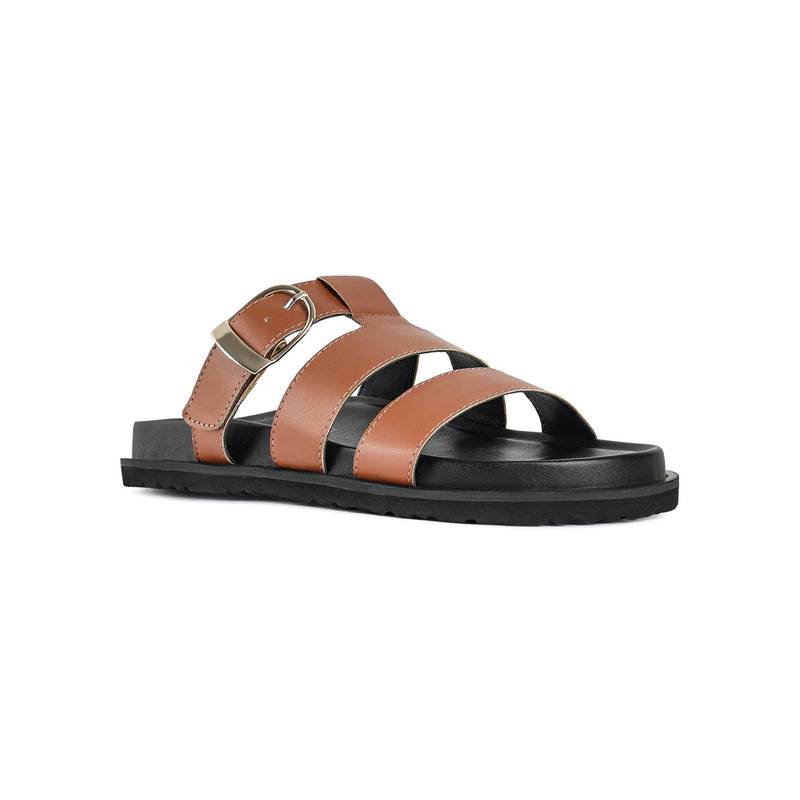 London Rag Women Strappy Faux Leather Slip On Sandals - Tan (EURO 36)