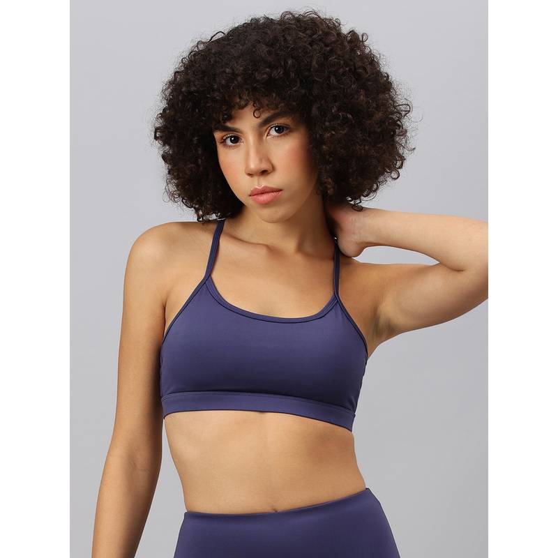 Fitkin Women's Navy Blue Halter Strapes Sports Bra (XL)