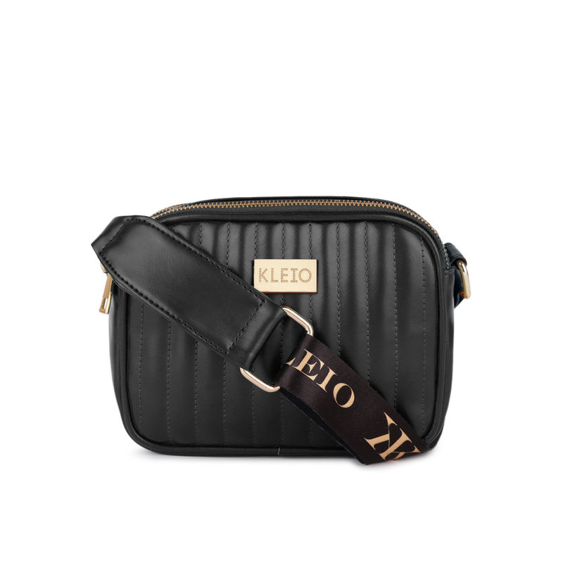 Black Designer Strap Quilted Crossbody Faux Leather Bag – U defined boutique