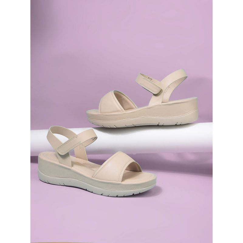 Bata Beige Platform Sandals for Women (UK 8)