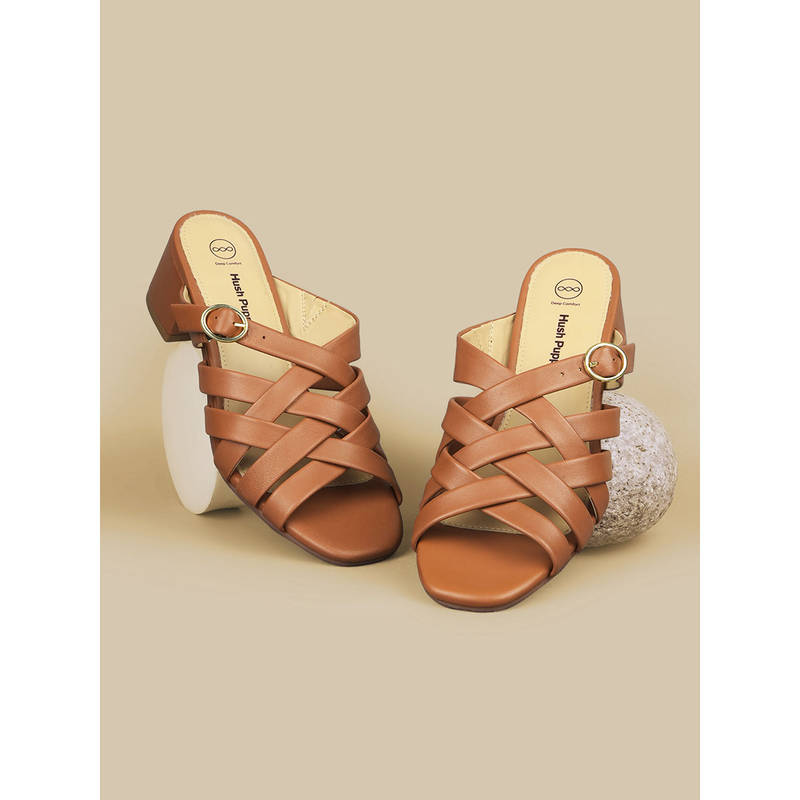 Hush Puppies Tan Womens Block Sandals Heels (UK 4)