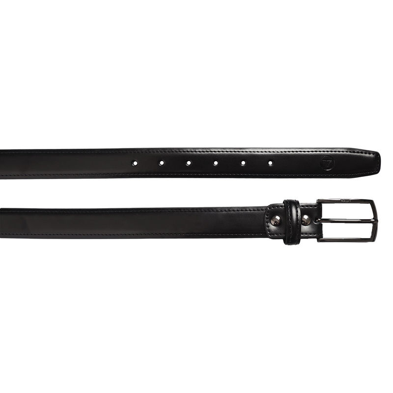 Bulchee Men's Glossy Leather Belt (Casual, Black) (L)