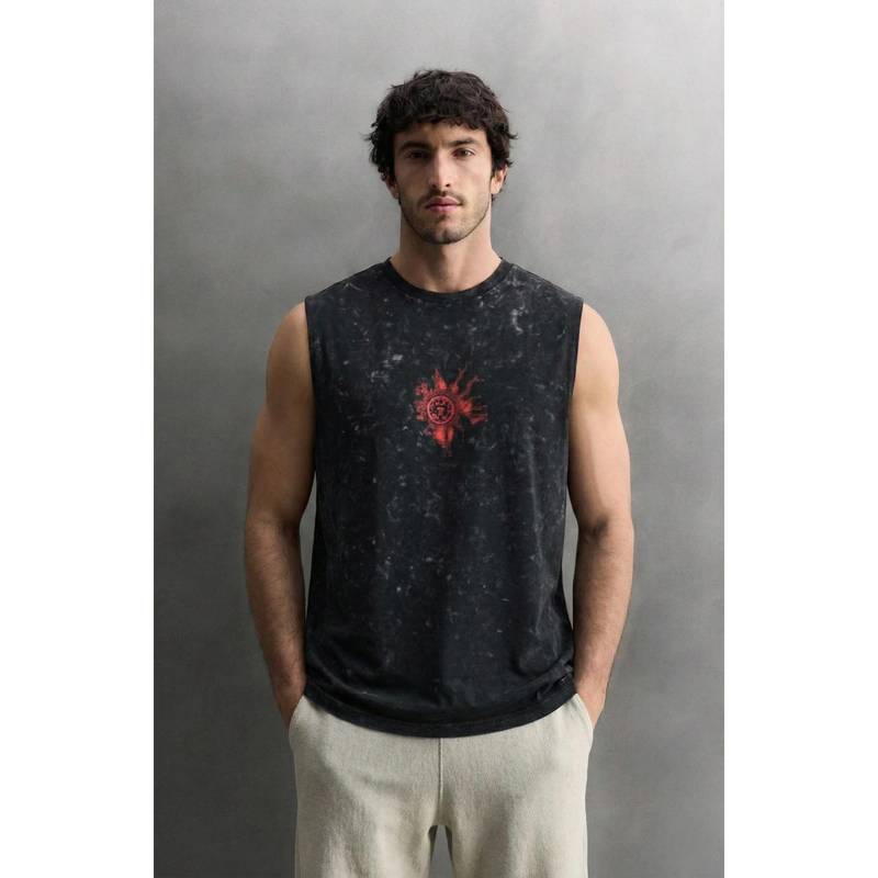 RHINO CULT Black Arc Reactor Heart Cotton Printed T-Shirt (S)