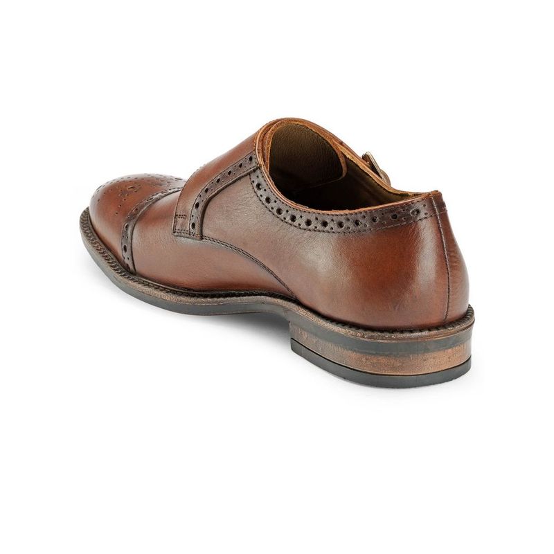 Teakwood Leathers Brown Patterned Monk Straps - Euro 43