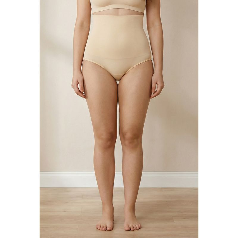Zivame Everyday Shaping Cotton Midwaist Seamless Hipster Panty - Nude (2XL)