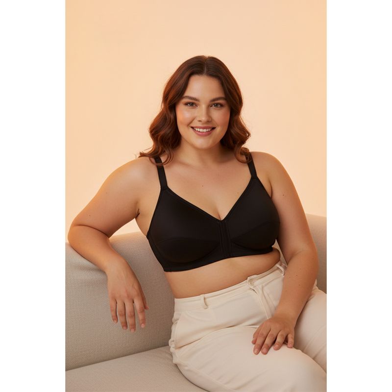 Zivame Essentials Side Smoothening Laminated Cup Wirefree Minimizer Bra - Black (40D)