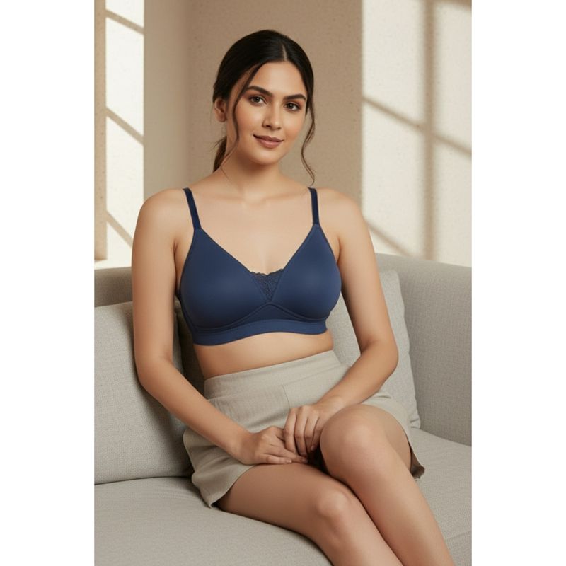 Zivame Medium Padded Wirefree T-Shirt Bra - Blue (34D)